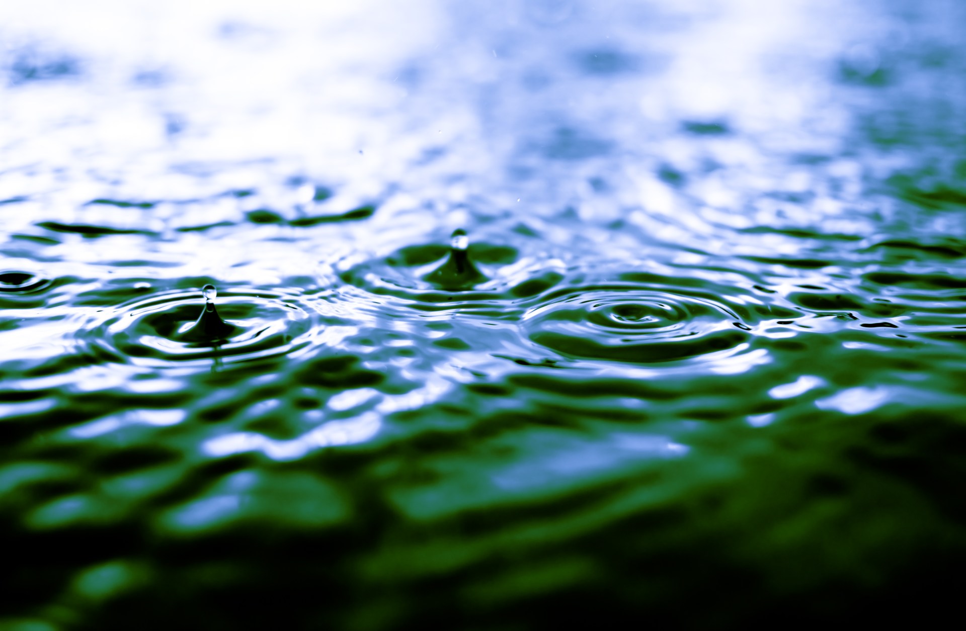 Rain making waves in a lake